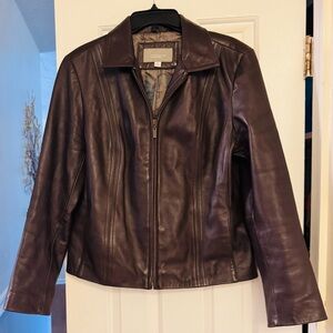 Croft and Barrow Women's Brown Leather Jacket Medium